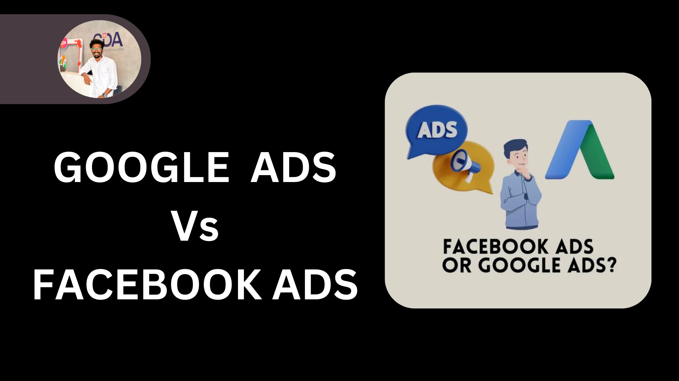 blog banner of google ads vs facebook ads in digital marketing specialist in malappuram